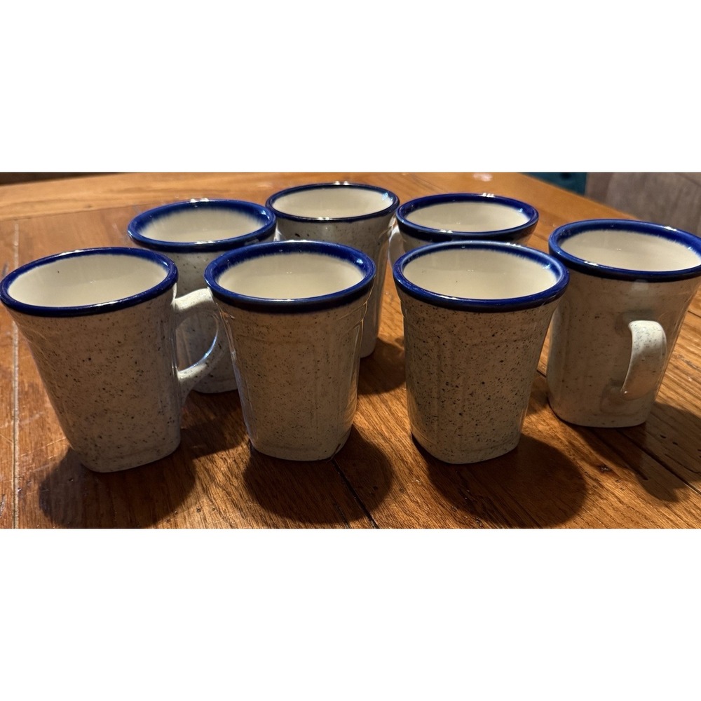 7 Syracuse China USA Restaurant Ware Coffee Mug Speckled Blue Rim 5-I 6-A